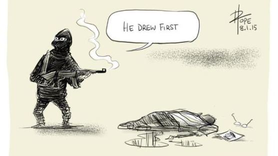 [사진] 전세계 만평가가 그린 '샤를리 에브도' 테러