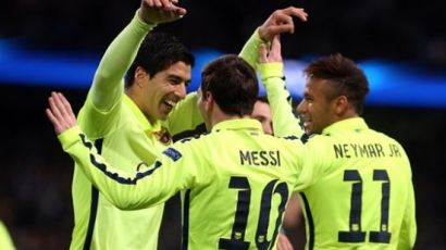 바르셀로나, 맨시티에 2-1 승리… 수아레즈-메시 라인 풀가동!