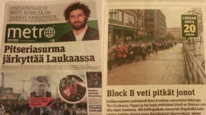 블락비 핀란드 신문 장식, 블락비의 현지 인기가… '어마어마'