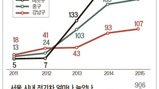 서울 시내 전기차 4년 만에 ‘100→900대’