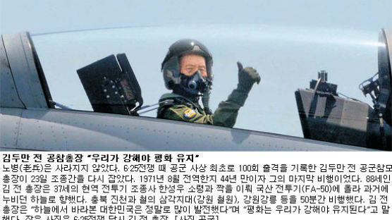 북한 하늘 휘저었던 88세 전쟁영웅의 ‘마지막 비행’