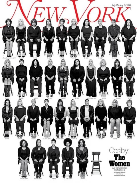 빌 코스비에 성폭행 당한 여성 35명, 뉴욕 매거진 표지 등장… 36번째 빈 의자는 무엇?