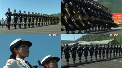 중국 열병식 미녀 군단, 평균신장 178cm 88% 여대생 '가슴라인까지 맞췄다'