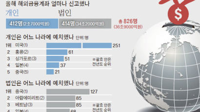 [오늘의 데이터 뉴스] 한국인 해외금융계좌 826명 36조9000억원