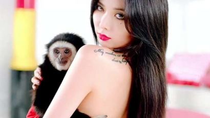 현아, 원숭이로 가린 상반신 누드 화보 '청순한듯하면서 섹시'