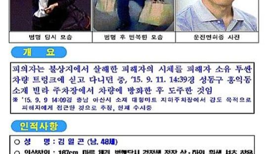 [사회] 경찰, '트렁크 시신 사건' 피의자 공개수배