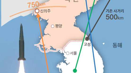 북한 전역 사정권 800㎞ 미사일 2017년 실전 배치