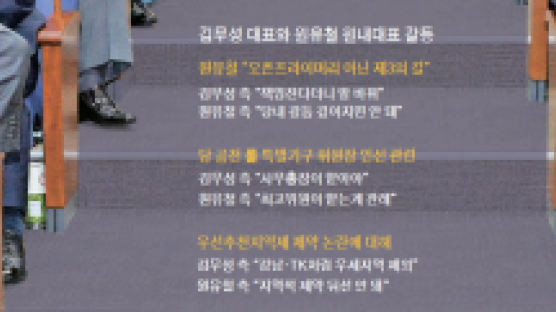 [단독] 김무성-원유철 '투톱' 균열…루비콘강 건넜다 