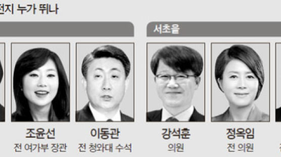 서초갑에 이혜훈·조윤선·이동관, 송파갑은 김무성계 격돌