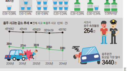 [통계로 본 서울] 소주 3잔 마시고 음주운전 사고 가장 많다