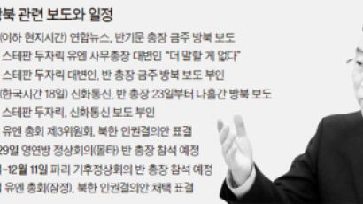 반기문 방북 불끄기 바쁜 유엔 … “23일 간다” 보도 또 부인