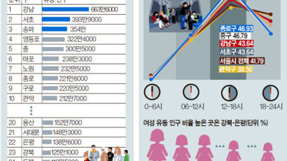 [통계로 본 서울] 서울시 유동인구 강남구가 제일 많아 … 양천구의 7.8배