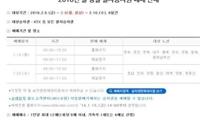 코레일, '설날 기차표 예매' 19일, 20일 이틀간 진행