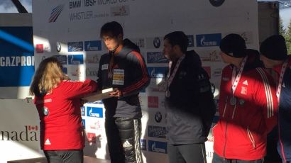 '스켈레톤 간판' 윤성빈, 월드컵 6차 대회 동메달 