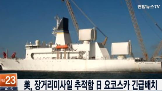북한 장거리미사일 추적함, 일본에 배치, 최신식 탄도미사일 레이더 함정