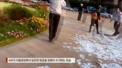 50대 여성, 서울광장서 현금 2500만원 뿌리며 소동