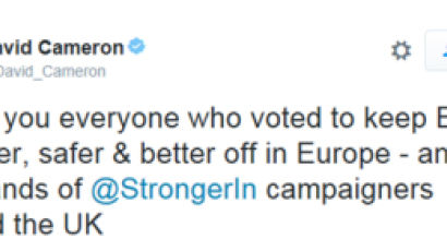 캐머런 英총리 "EU 잔류에 투표해준 국민들에게 감사"