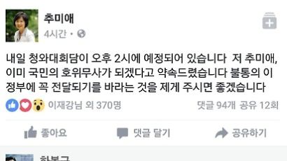 국립대 정외과 교수, 추미애 대표 페북에 ‘미친X’ ‘청와대X’ 욕설 댓글