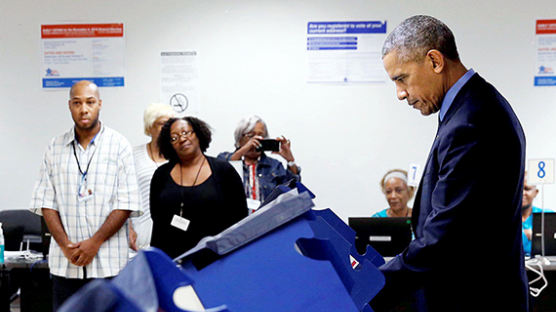 [사진] 오바마 대선 사전투표 