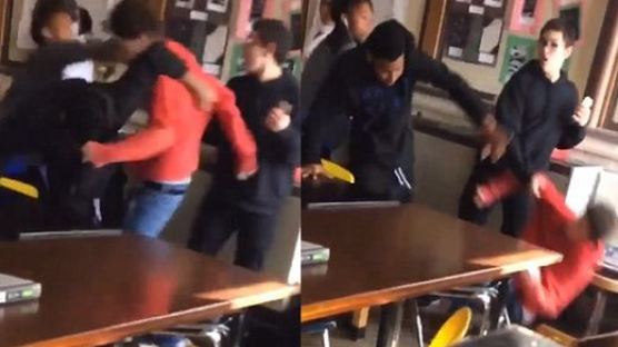 "우리 선생님 왜 때려" 선생님 폭행한 친구에게 주먹 날린 학생