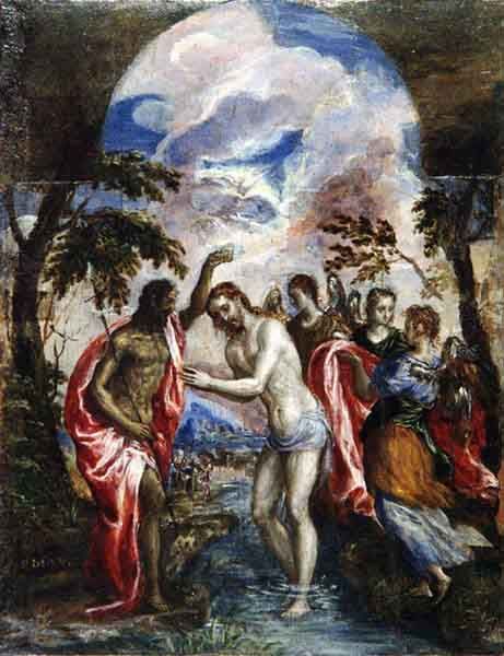 예수가 세례를 받는 모습을 그린 엘 그레코의 1567년 작.
