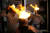 특수 액체 스프레이에 직접 불을 붙이는 불꽃쇼를 오드완이 연출하고 있다. [로이터=뉴스1]