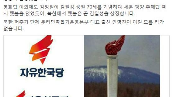 "자유한국당 로고는 '김일성' 상징하는 횃불"