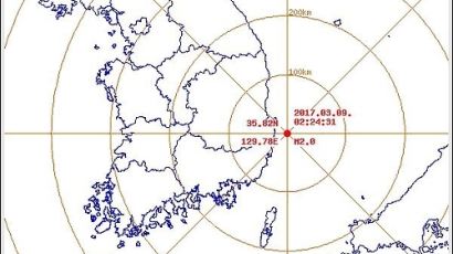 포항 동남동쪽 43km 해역에 규모 2.0 지진 "피해는 없어"