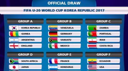 U-20 월드컵 조 추첨서 한국...잉글랜드·아르헨과 '죽음의 조'
