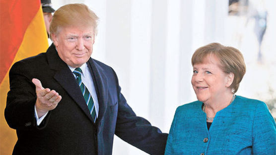 [사진] 트럼프·메르켈 첫 정상회담