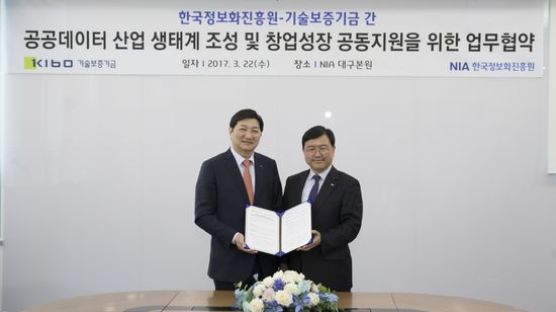 한국정보화진흥원(NIA) - 기술보증기금, 공공데이터 산업 생태계 조성을 위해 손 잡는다