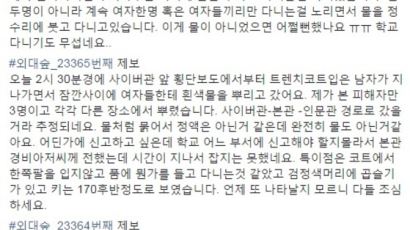 대학캠퍼스서 여학생만 골라 물뿌린 남성 "여자가 하라는 공부는 안하고"