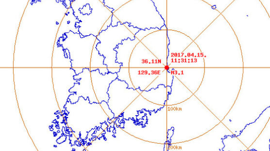 포항서 규모 3.1 지진 발생… 포항시 북구 북쪽 8km 지역
