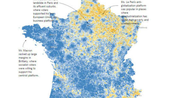 프랑스 사람들은 어떻게 투표했을까? 지도로 보니…