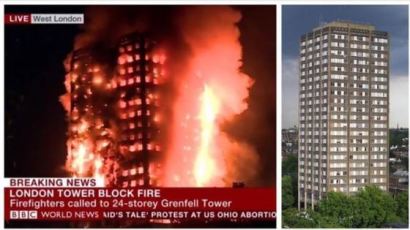 "고층빌딩 전체가…" 런던 서부서 대형화재 발생