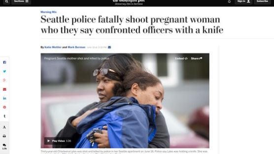 미국서 백인 경찰이 흑인 임신부 사살…과잉진압 논란