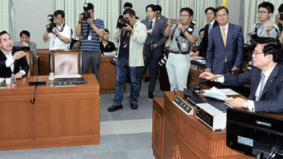 여당 반말하고 야당은 책상 내리쳐 '난장판 운영위' … 결국 조국 안 나와