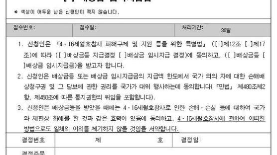"이의제기 않겠다" 동의 요구한 세월호 배상금 청구서는 위헌