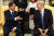 문재인 대통령과 도널드 트럼프 미 대통령이 30일 오전(현지시간) 미 워싱턴 백악관에서 열린 한미 단독정상회담에서 서로를 바라보며 미소짓고 있다. [연합뉴스]