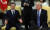 문재인 대통령과 도널드 트럼프 미국 대통령이 30일 오전(현지시간) 워싱턴 백악관에서 열린 한-미 단독 정상회담을 하고 있다. [연합]