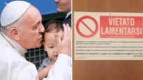 교황이 바티칸 처소 출입문에 부착한 경고 문구 