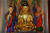 동국사 대웅전에 봉안된 소조석가여래삼존상. 조선시대 응매스님이 1650년에 나무에 흙을 입혀 만들었다. 이 불상과 그 안에 든 복장(腹藏)유물은 2011년 9월 보물 제1718호로 지정됐다. [사진 군산시]