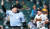 롯데 손아섭(오른쪽)이 지난 20일 삼성전에서 홈런 선을 맞히는 타구(아래사진 동그라미 안)를 날린 뒤 홈으로 들어오고 있다. 하지만 비디오 판독을 통해 2루타로 정정됐다. [울산=연합뉴스]