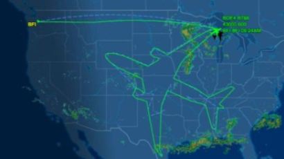 美 보잉사, 6437km 시험운항하며 그린 비행기 모양의 궤도