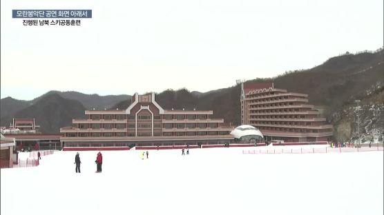 [영상]모란봉악단 공연 화면 아래서 진행된 남북 스키공동훈련