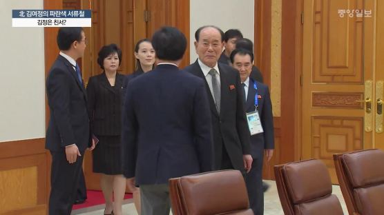 [단독] 북 김여정 청와대에 들고온 파일에 '국가상징' 로고