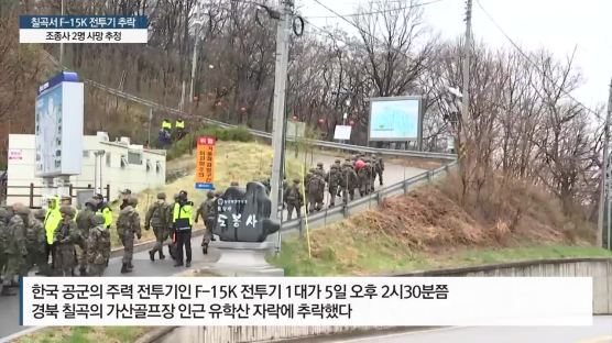 [속보] 소방당국 “경북 칠곡 추락 전투기 잔해 발견”