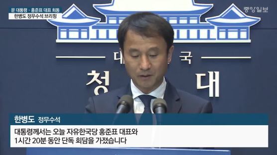 文대통령과 단독회담한 洪…"김기식·개헌안 철회 요구"