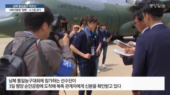 [사진] 통일농구단 평양 도착 … 공군 수송기로 첫 방북