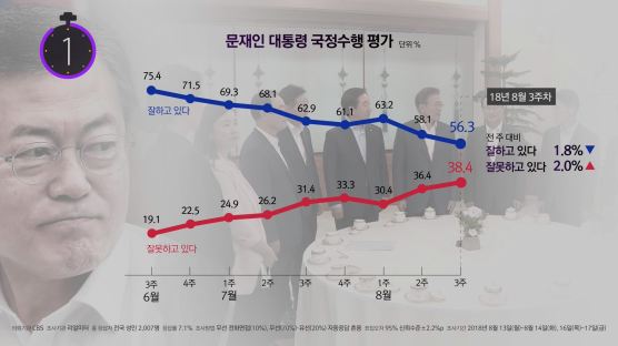 [11초 뉴스] 8월 3주차 56.3%…영상으로 보는 문 대통령 10주간 지지율 변화